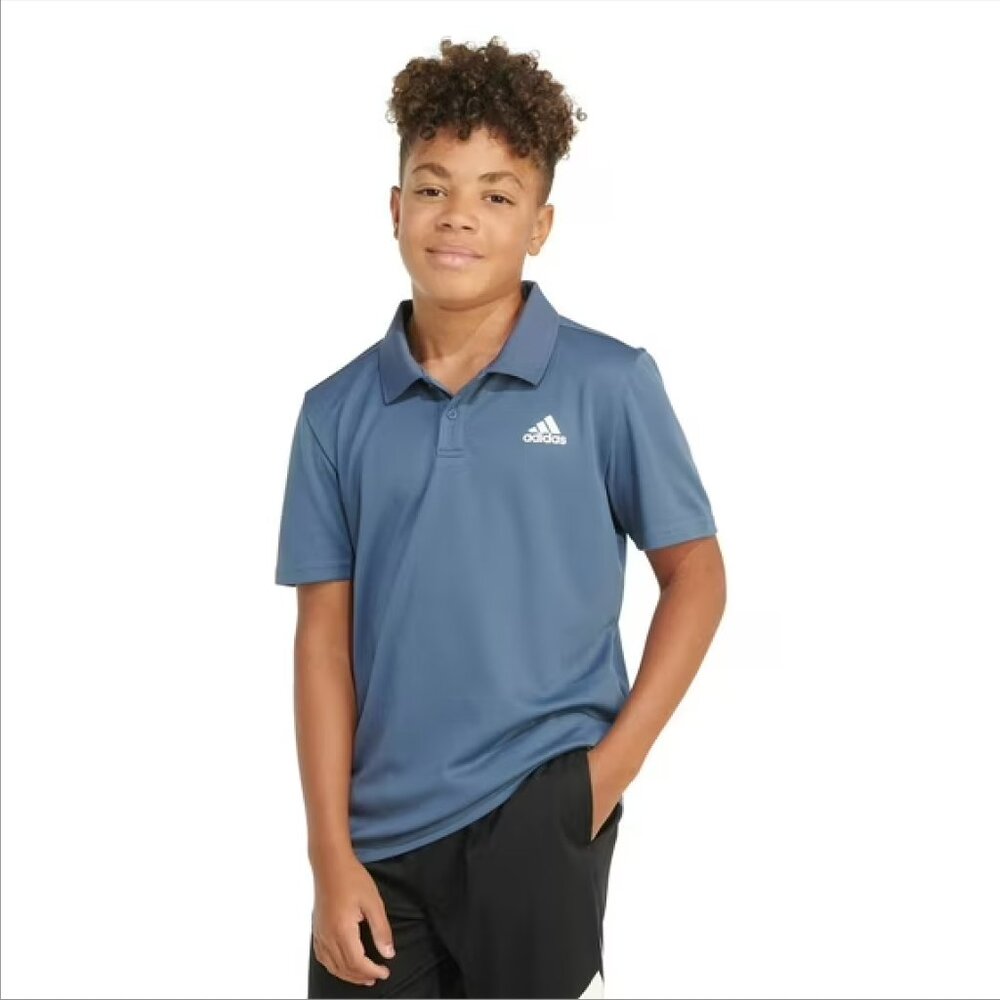NWOT, Adidas Polo Shirt, Short-Sleeve, Light Blue, Boys Size M